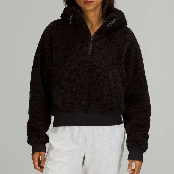 Lululemon Textured Fleece 1/2 Zip Cotton Jersey Fleece Teddy Sherpa Sweater Top - Picture 1 of 8